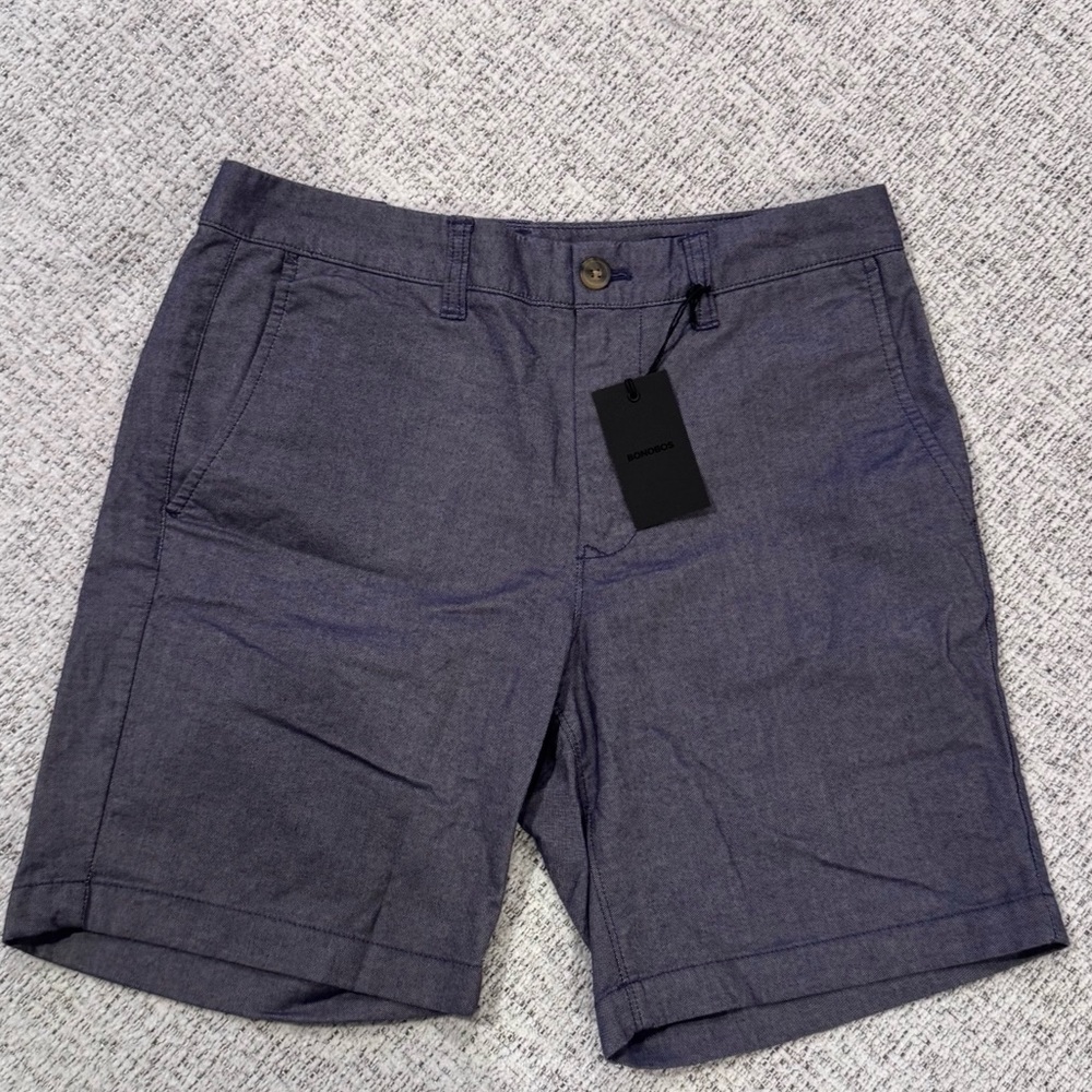 NWT Bonobos Mens navy shorts Waist Size 29, 7" inseam